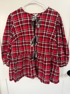 Cato Red Plaid top with Sequined bow detail 18 20